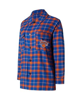 Women's Blue/Orange New York Knicks Boyfriend Button-Up Nightshirt