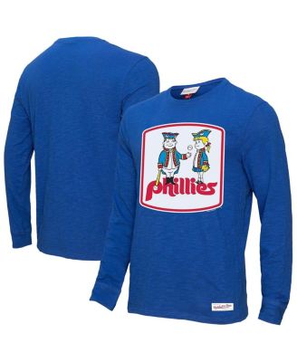 Mitchell & Ness - Men's Royal Philadelphia Phillies  Vintage Logo Slub Long Sleeve T-Shirt