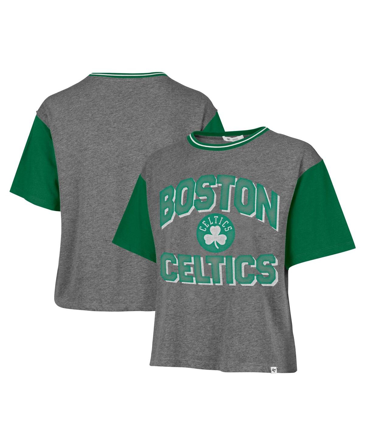 47 BRAND WOMEN'S GRAY BOSTON CELTICS RISE CLUBHOUSE ZIGGY COLOR BLOCK T-SHIRT 