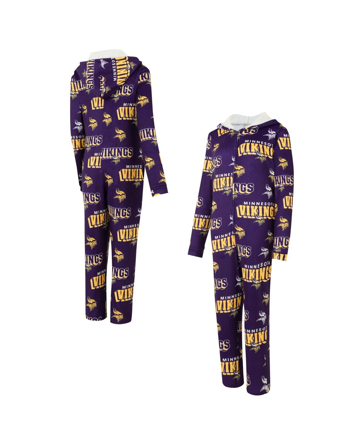 CONCEPTS SPORT WOMEN'S PURPLE MINNESOTA VIKINGS ROADWAY ALLOVER PRINT MICROFLEECE FULL-ZIP UNION SUIT 
