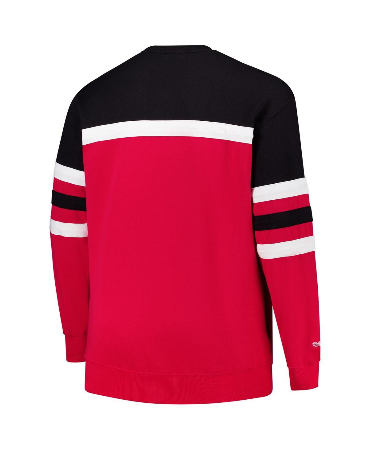 Mitchell & Ness Men's Scarlet Ohio State Buckeyes Big Tall Vintage Logo Head Coach Fleece Pullover Sweatshirt In Scarlet