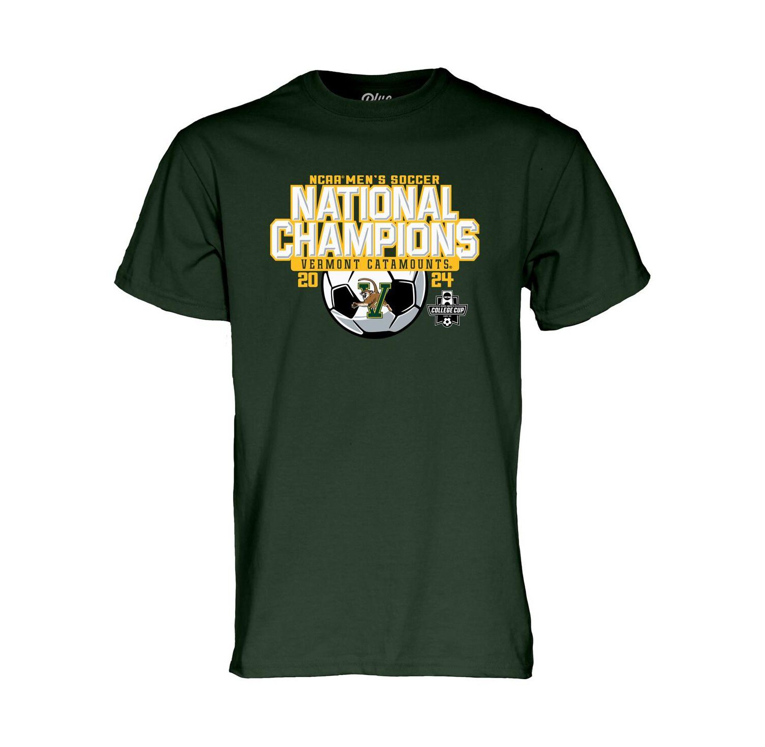 Men's Green Vermont Catamounts 2024 NCAA Men's Soccer National Champions T-Shirt