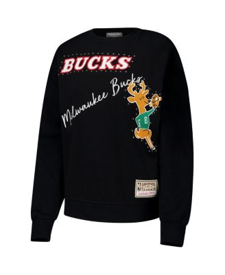 Women's Black Milwaukee Bucks Hardwood Classics Home Team Pullover Sweatshirt