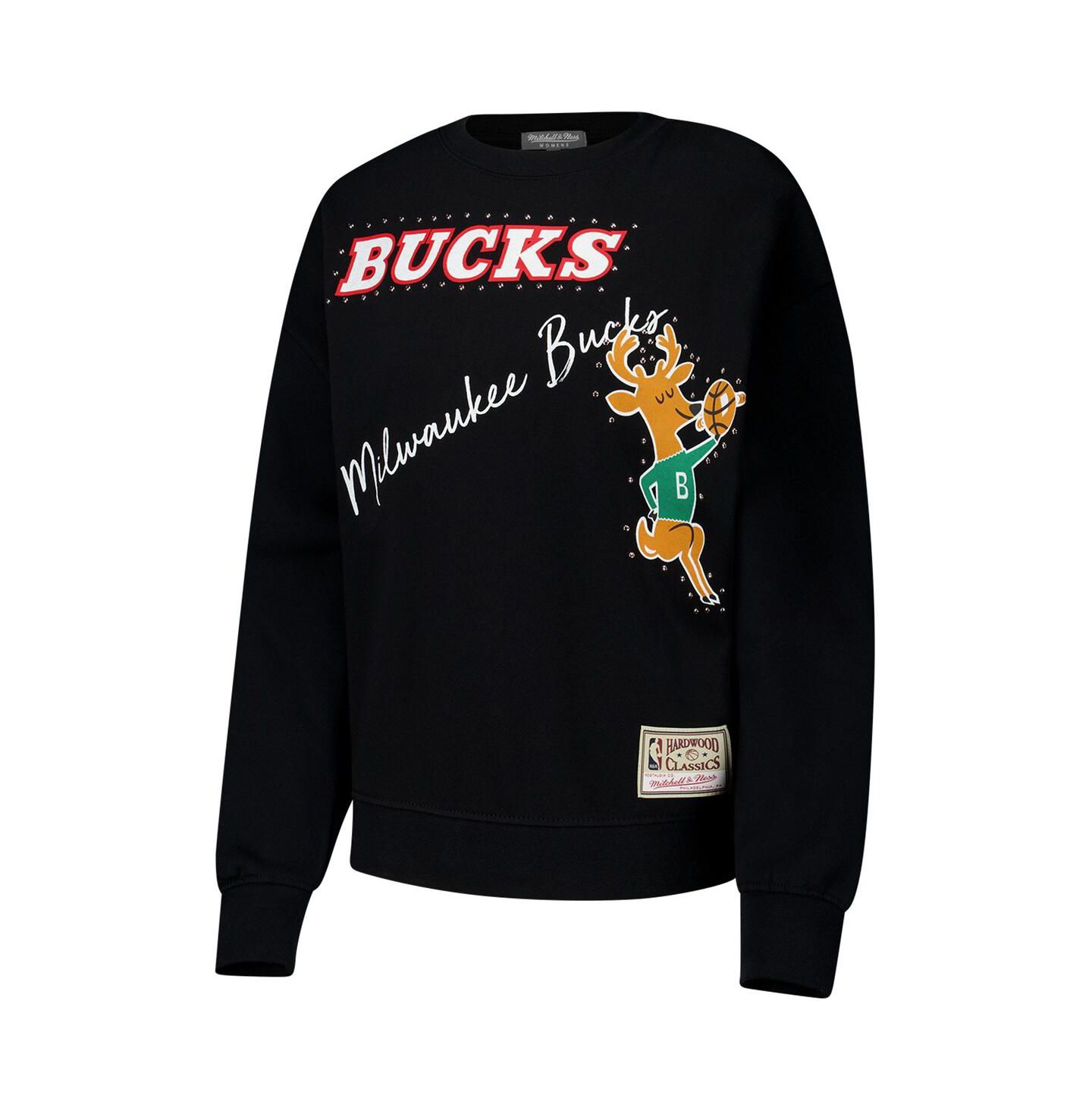 Женская толстовка Mitchell & Ness Black Milwaukee Bucks Hardwood Classics Home Team Pullover — фото 3