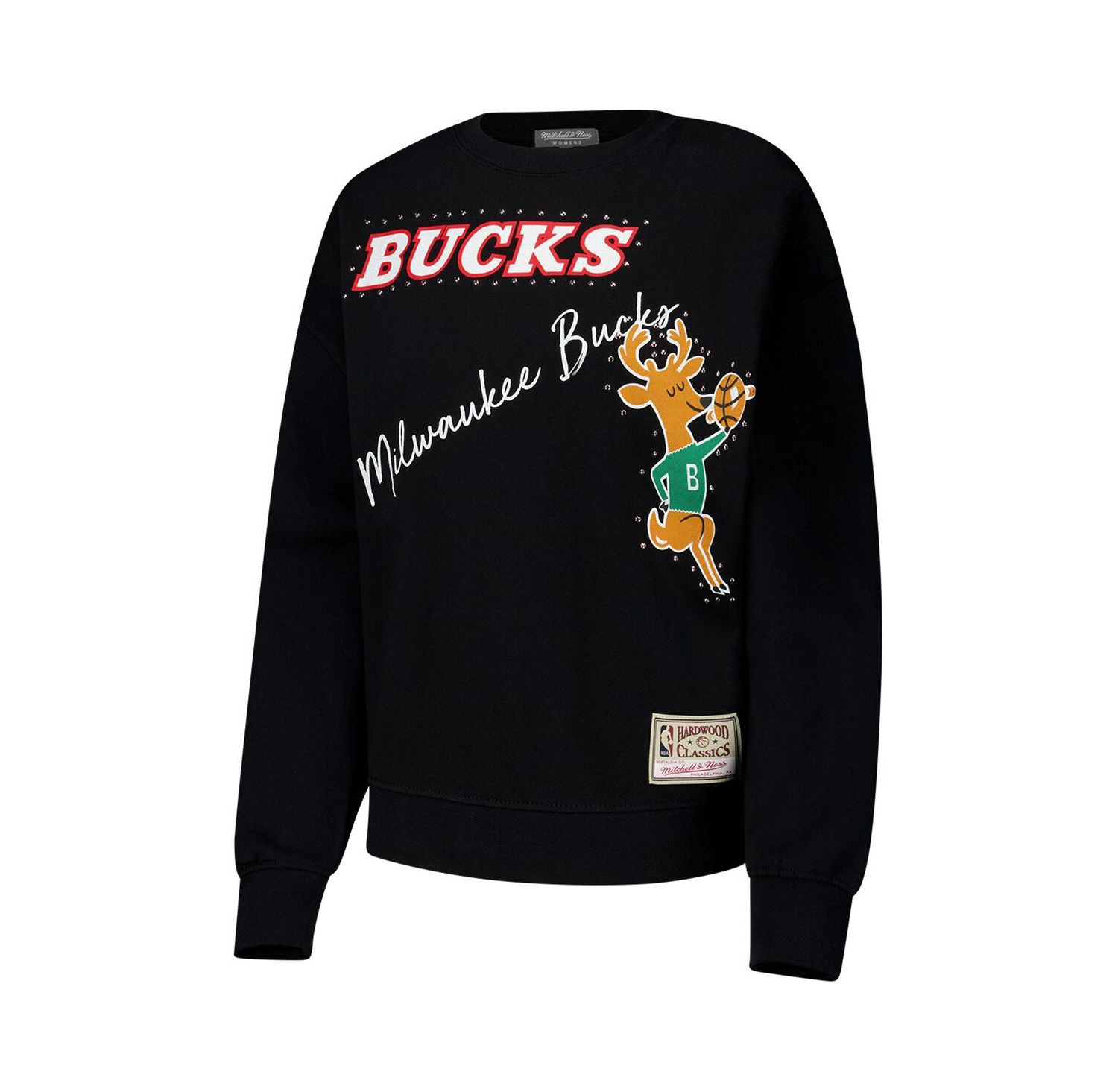 Women's Black Milwaukee Bucks Hardwood Classics Home Team Pullover Sweatshirt