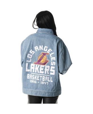 Men's and Women's Blue Los Angeles Lakers Coaches Full-Zip Denim Jacket