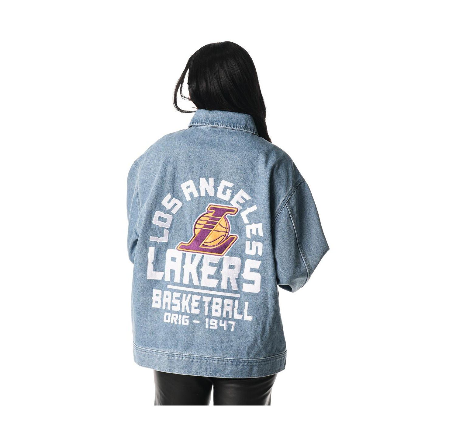 Men's and Women's Blue Los Angeles Lakers Coaches Full-Zip Denim Jacket