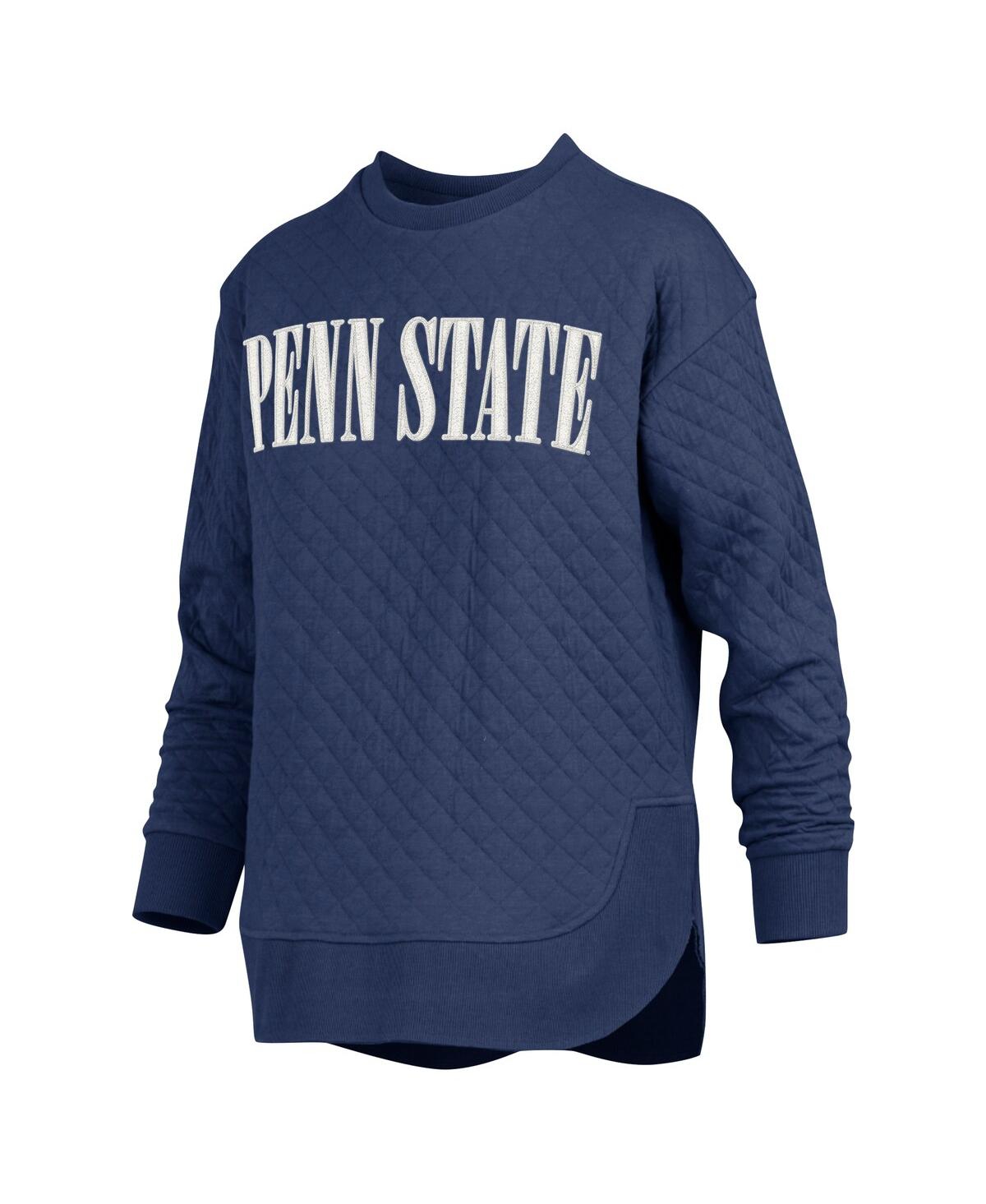 Pressbox Women's Navy Penn State Nittany Lions Quilted Long Sleeve Pullover Sweatshirt In Navy