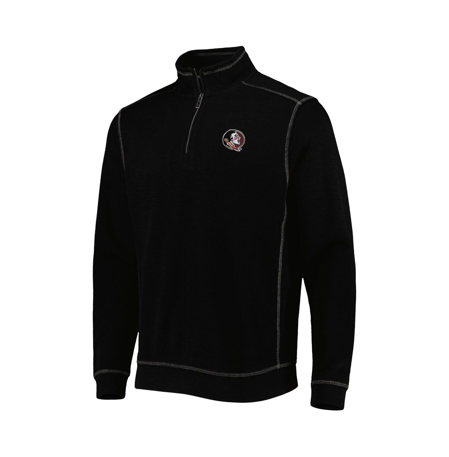Мужская куртка Tommy Bahama Black Florida State Seminoles Sport Tobago Bay Tri-Blend Mock Neck Half-Zip — фото 3