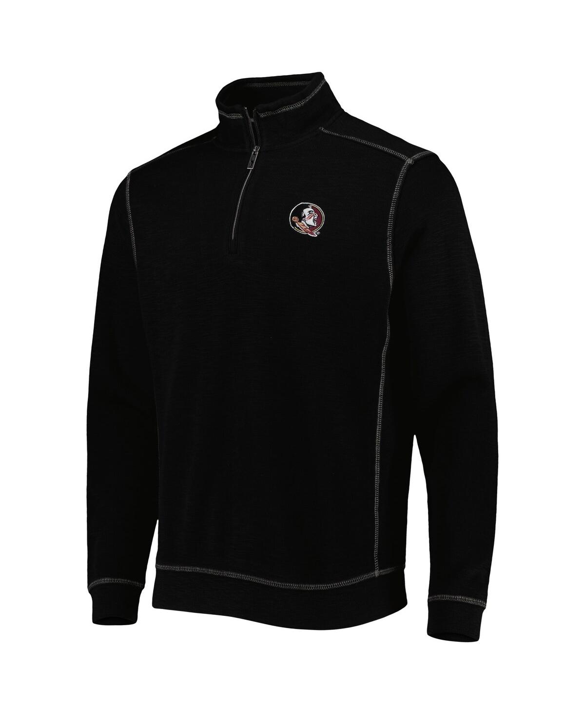 Tommy Bahama Men's Black Florida State Seminoles Sport Tobago Bay Tri-blend Mock Neck Half-zip Jacket In Black