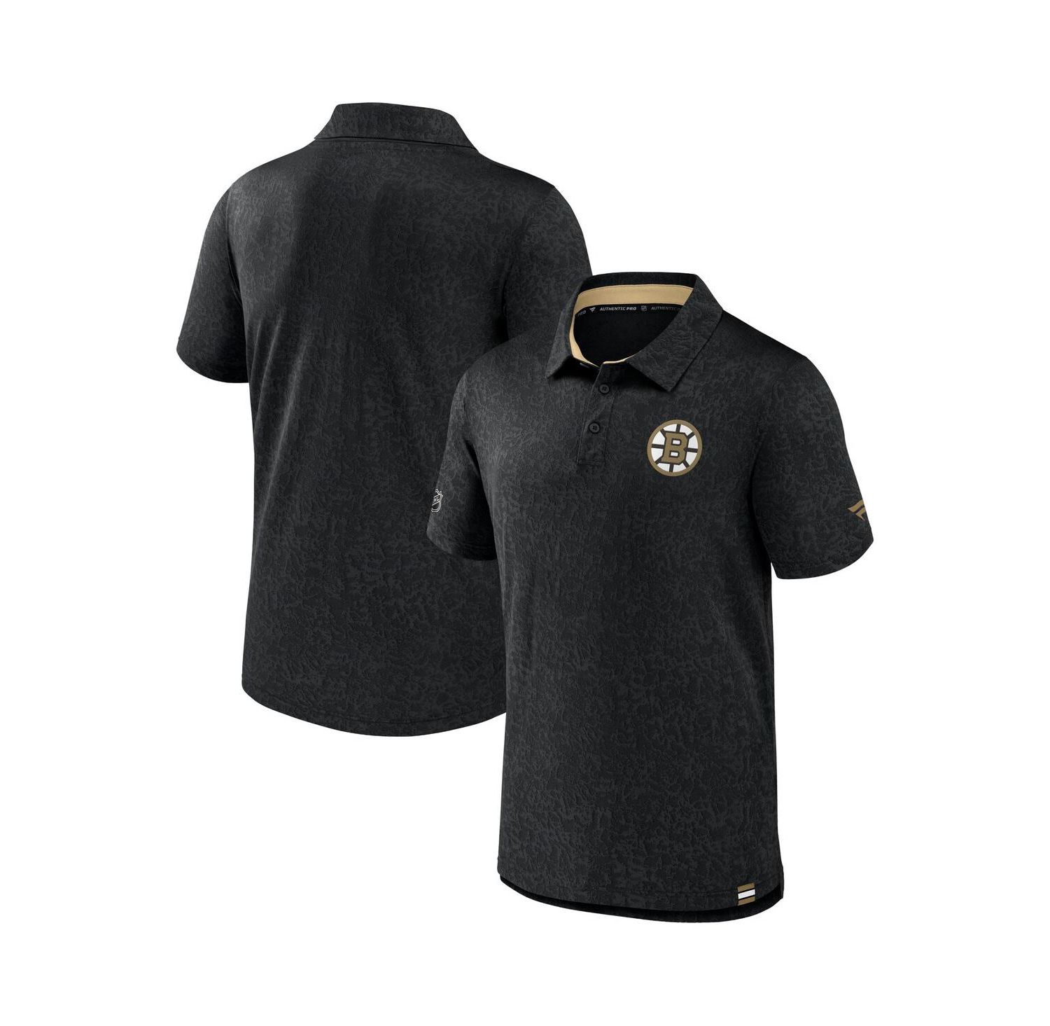 Men's Black Boston Bruins Authentic Pro Jacquard Polo