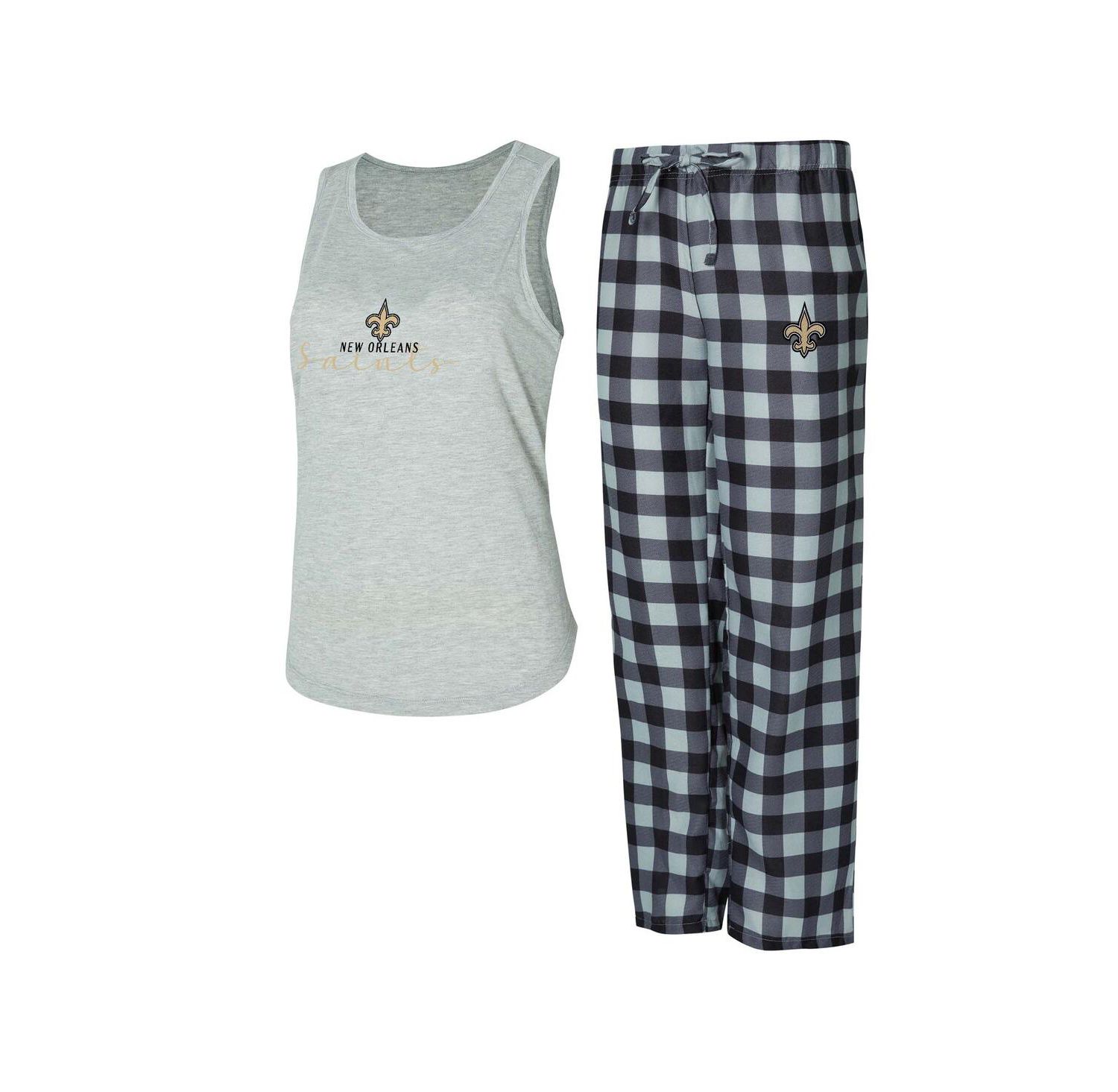 Women's Gray/Black New Orleans Saints Petition Tank Top and Pants Sleep Set
