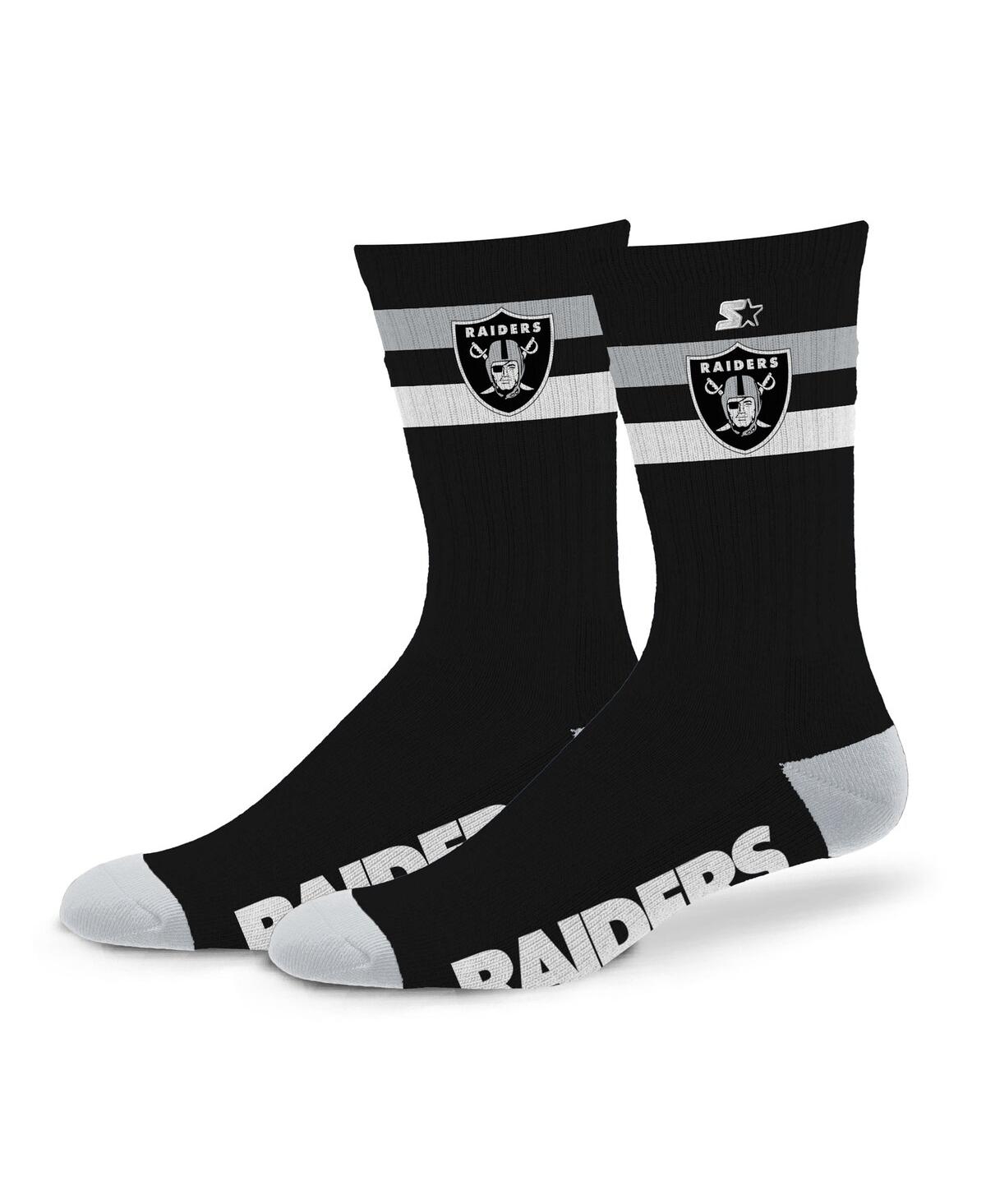 Men's and Women's Las Vegas Raiders Team Color Two-Stripe Crew Socks - Black