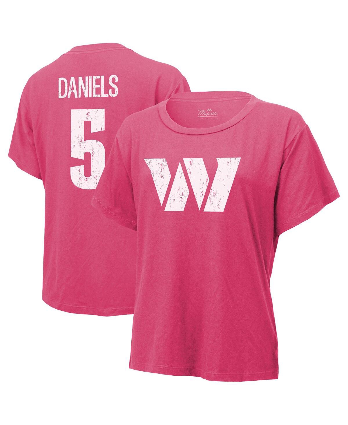 MAJESTIC WOMEN'S JAYDEN DANIELS PINK WASHINGTON COMMANDERS NAME NUMBER T-SHIRT 