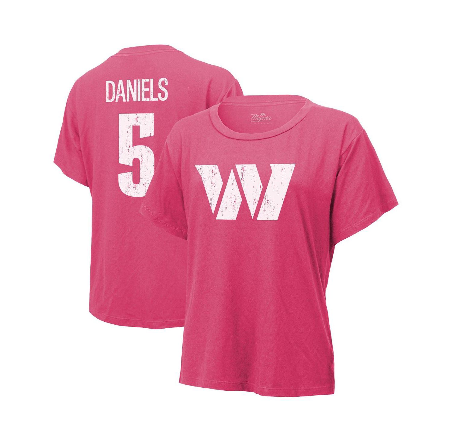 Women's Jayden Daniels Pink Washington Commanders Name & Number T-Shirt