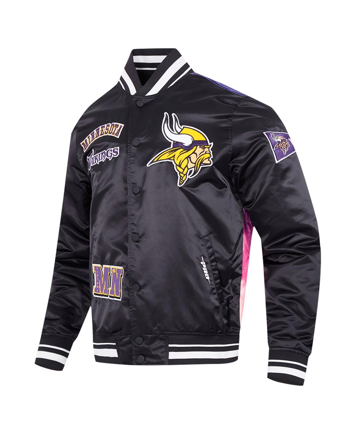 Pro Standard Men's Black Minnesota Vikings Sublimated Satin Full-snap Jacket In Black