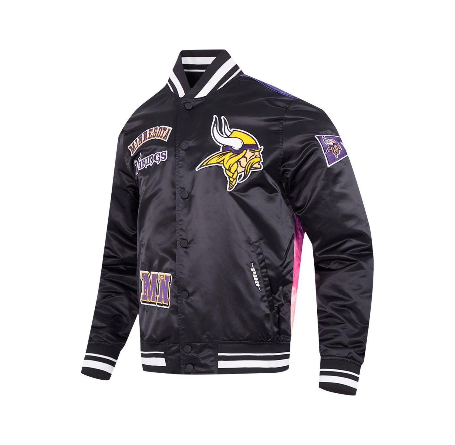Men's Black Minnesota Vikings Sublimated Satin Full-Snap Jacket