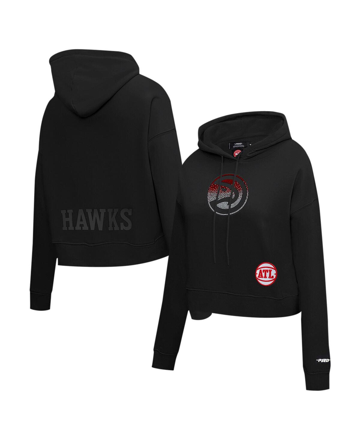 Women's Black Atlanta Hawks Jewels Cropped Pullover Hoodie - Black
