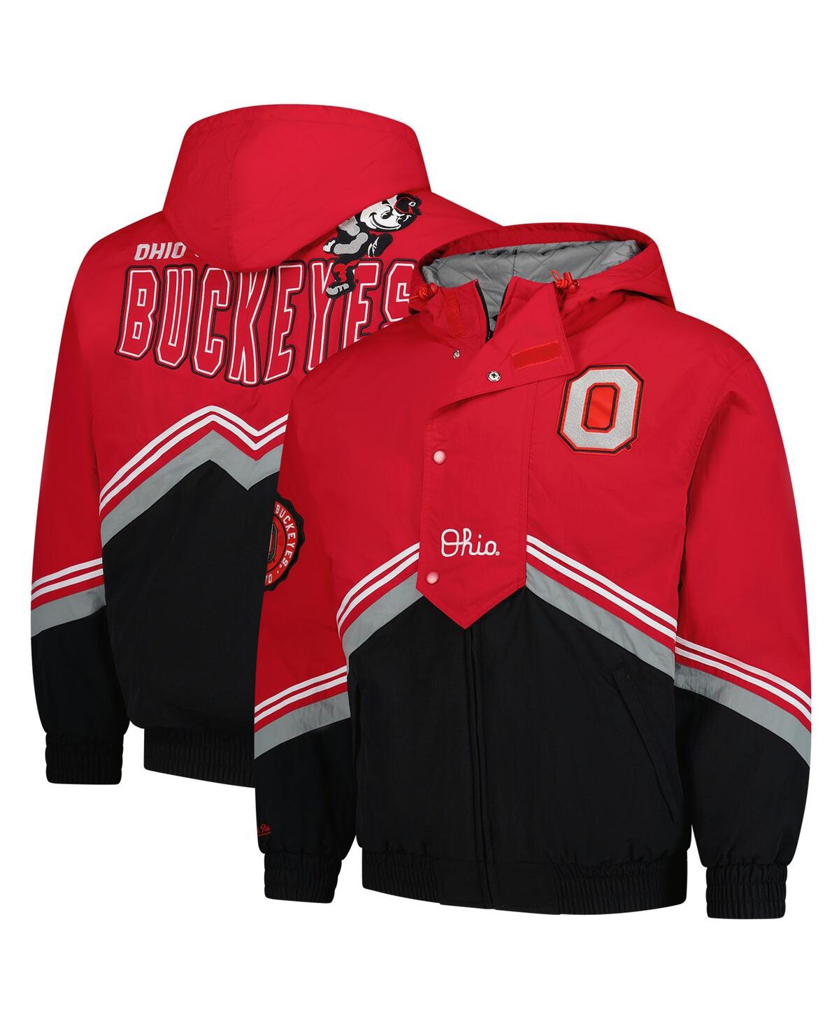 Mitchell & Ness Men's Scarlet/black Ohio State Buckeyes Throw It Back Retro Full-zip Windbreaker Jacket In Scarlet,black