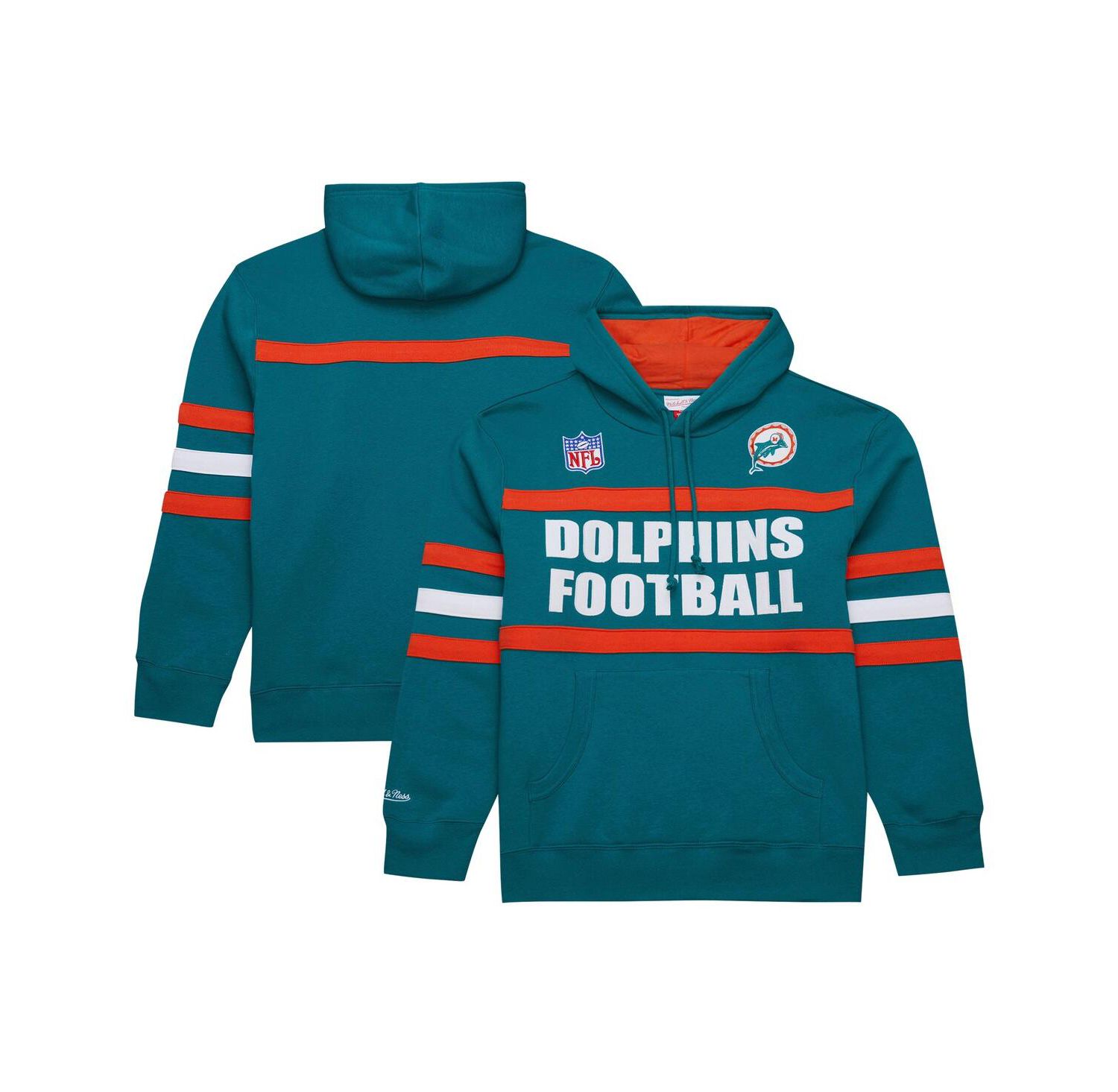 Men's Aqua Miami Dolphins Vintage Logo Head Coach Fleece Pullover Hoodie