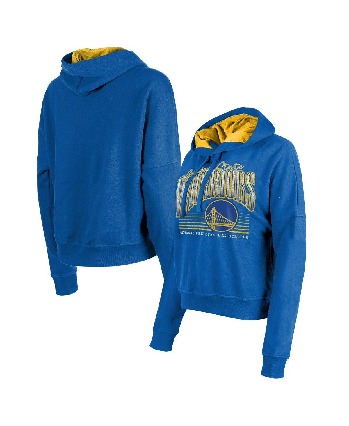 NEW ERA WOMEN'S ROYAL GOLDEN STATE WARRIORS BOXY PULLOVER HOODIE 