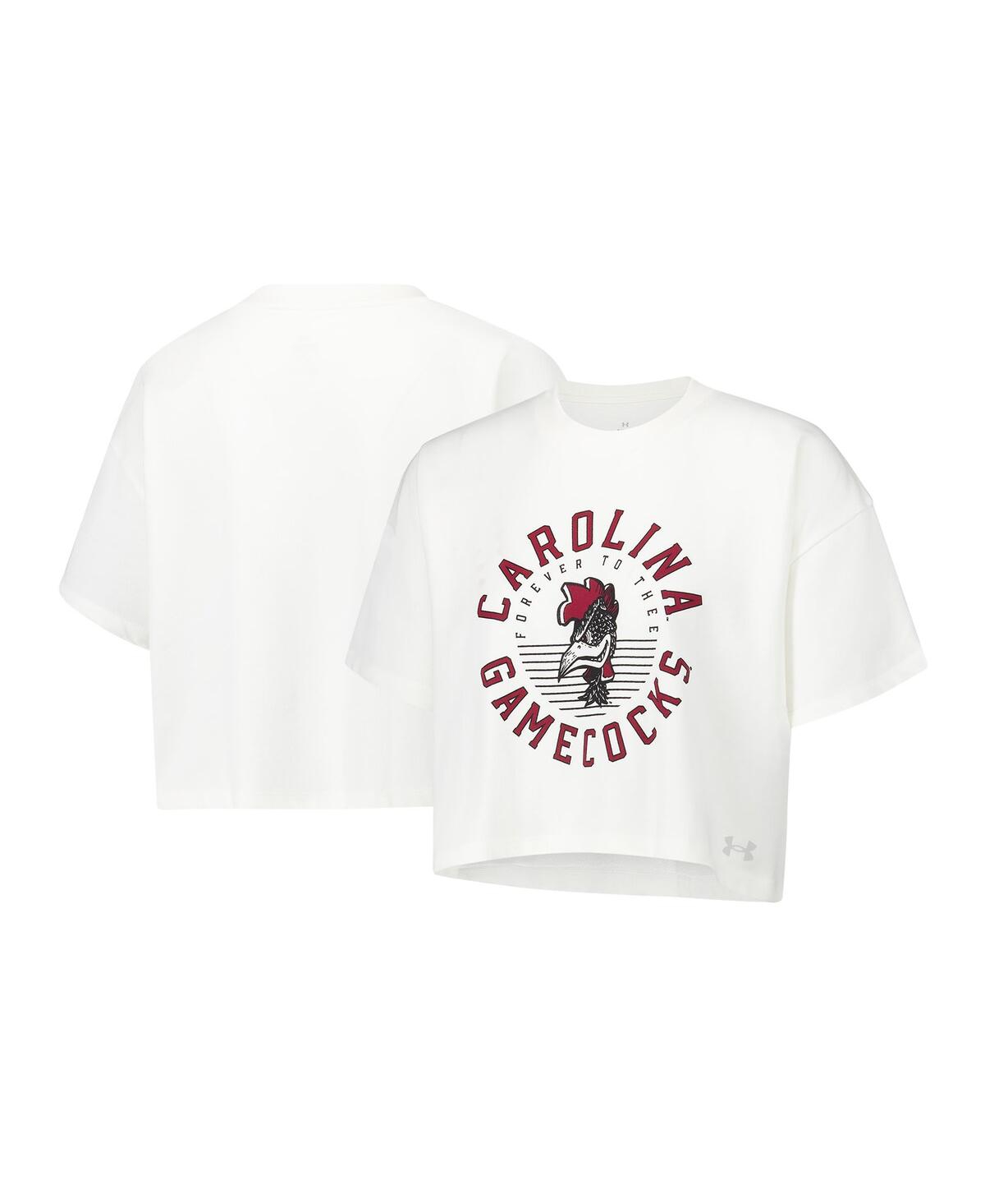 Women's Cream South Carolina Gamecocks Iconic Heavyweight Soft Boxy Cropped T-Shirt - Cream