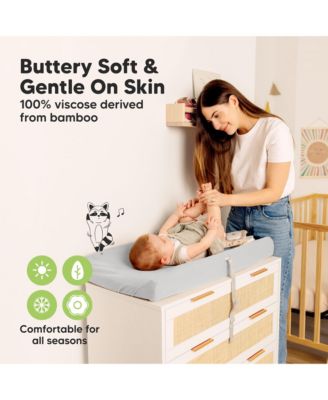 2pk Isla Changing Pad Covers for Girl, Boy, Soft Contoured Diaper Changing Table Pad Cover Sheets Neutral