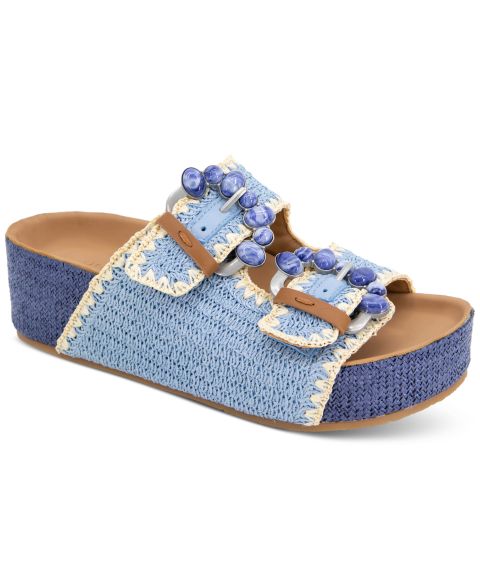 Женские сандалии Gentle Souls Kendall Buckled Platform, цвет: Светлый синий замшевый