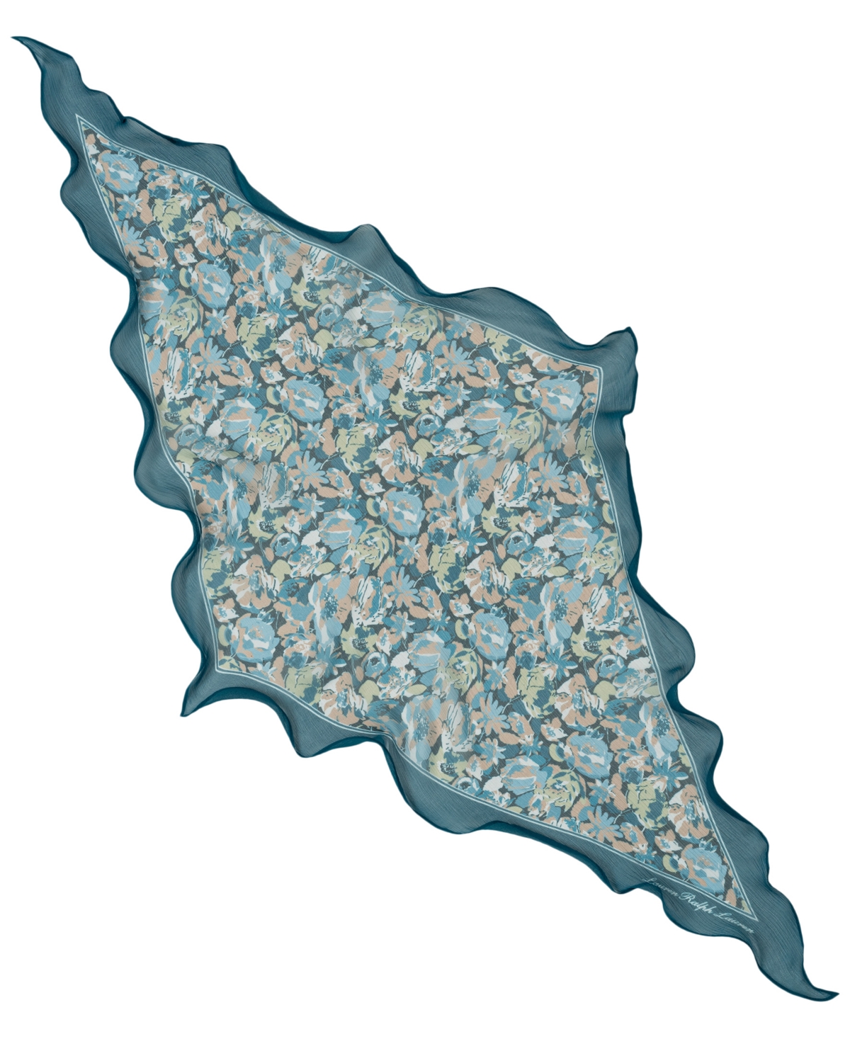 Shop Ralph Lauren Pre-spring Floral Diamond Scarf In Denim