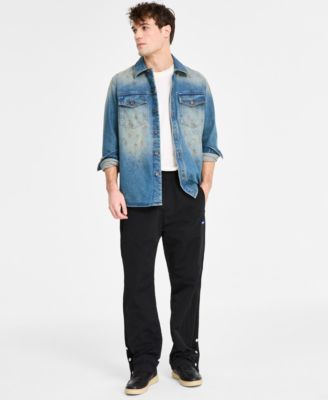 Men's Relaxed-Fit Distressed Denim Shirt