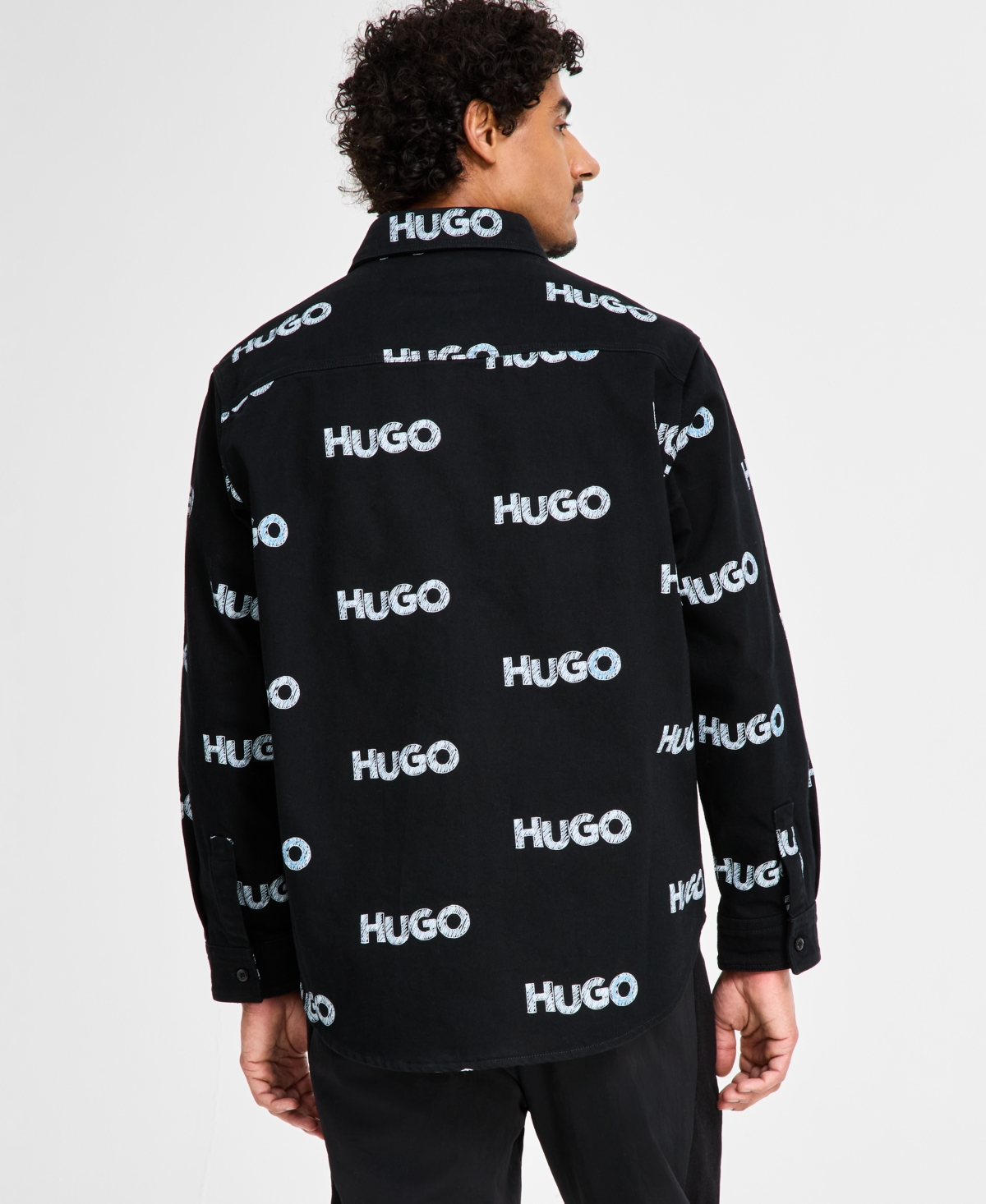 Hugo Boss Hugo By  Men's Oversized-fit Logo Shirt Jacket In Black