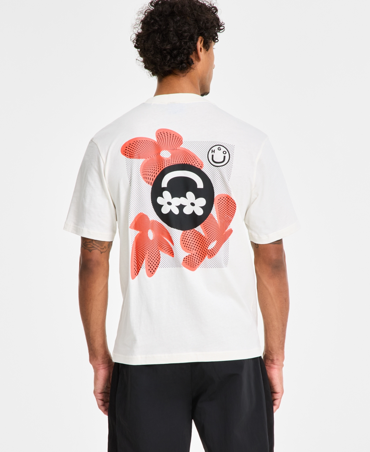 Hugo Boss Hugo By  Men's Nufloro Crewneck Graphic T-shirt In White