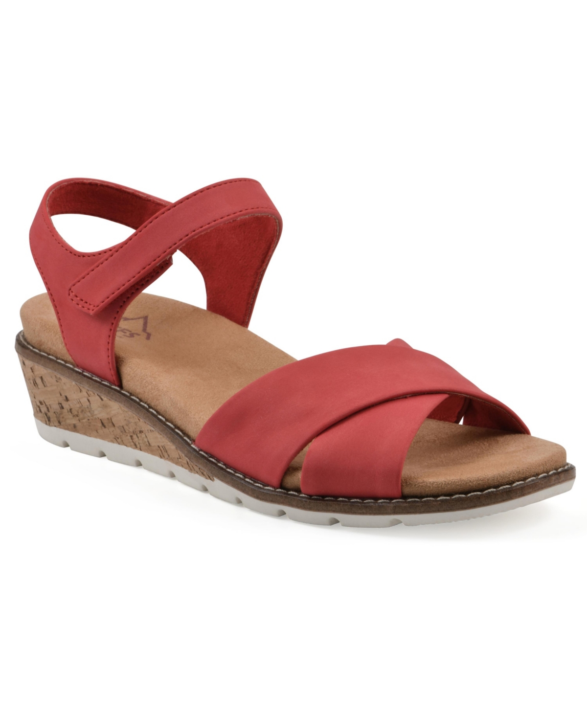 Cliffs By White Mountain Tinna Wedge Sandal In Red Nubuck