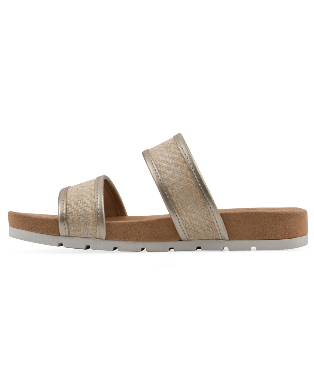 Cliffs By White Mountain Tropical Slide Sandal In Platino Metallic Smooth