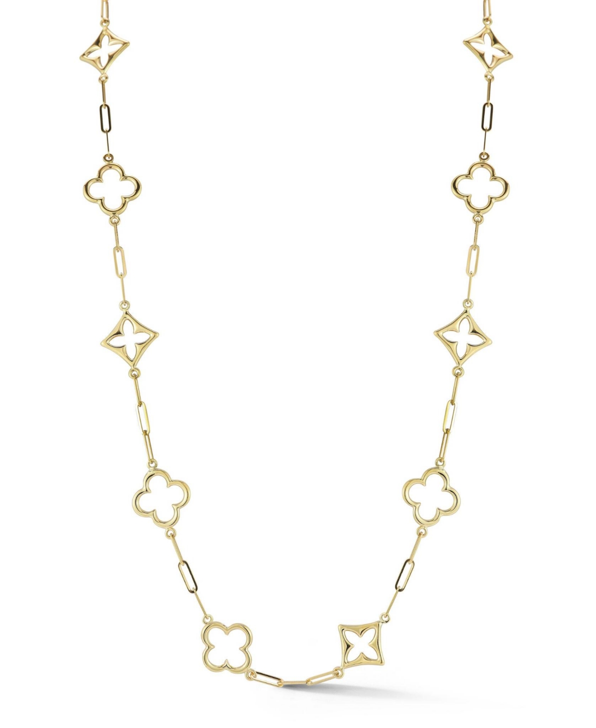 14K Gold Multi Clover Station Necklace - 14k gold
