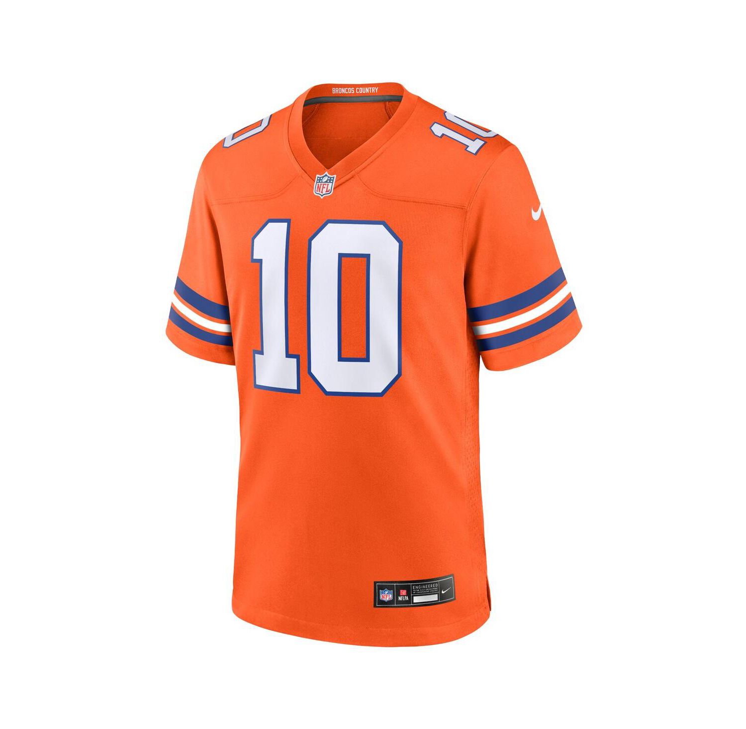 Men's Bo Nix Orange Denver Broncos Mile High Collection 1977 Throwback Player Game Jersey