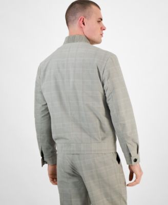 Men's Ukashi252f1x Modern-Fit Glen Check Full-Zip Bomber Jacket