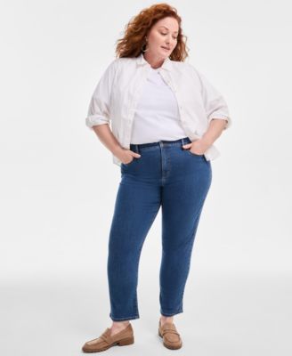 Style & Co - Plus Size High-Rise Cropped Straight-Leg Jeans