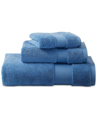 Ralph Lauren Watson Cotton Hand Towel, 16" x 30" Color: True Lake Blue- Quantity: 4