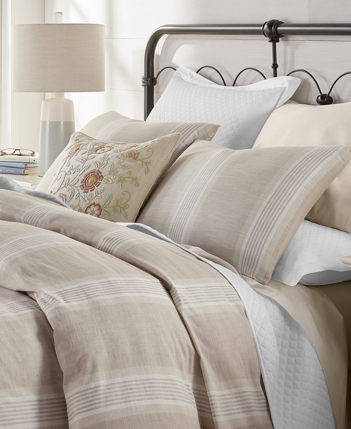 Charter Club Cotton/linen Clifton Stripe 2-pc. Comforter Set, Twin, Exclusively At Macy's In Brown