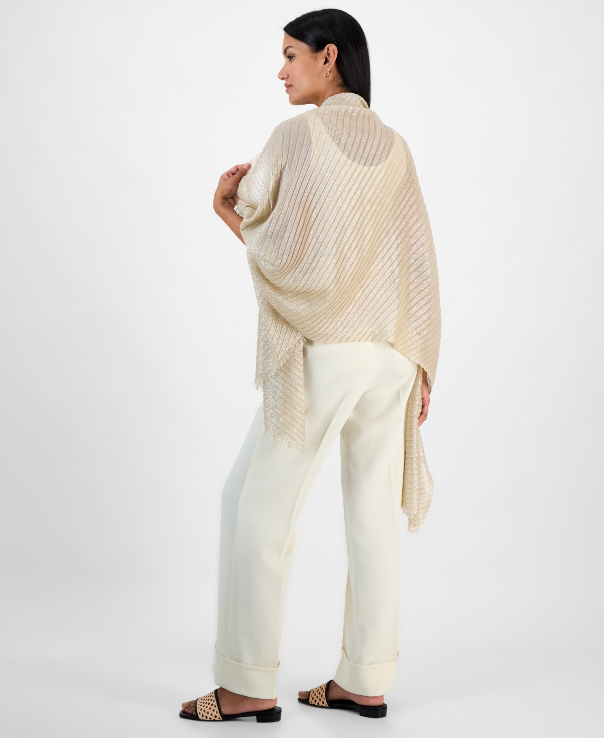 Inc International Concepts Pleated Shine Wrap Scarf, Exclusively At Macy's In Gold