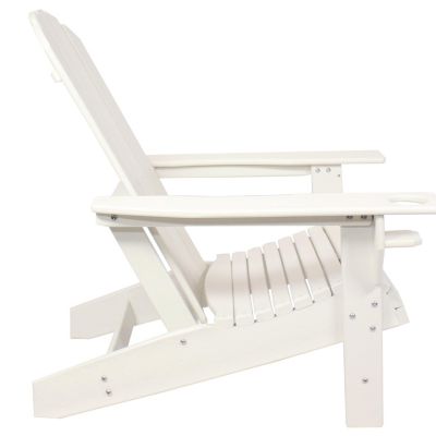 Adirondack Chair with Cup Holder - Outdoor All-Weather Adirondack Chair for the Fire Pit, Patio, Campsite, or Yard - 300-Pound Capacity - White