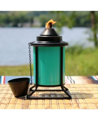 Outdoor Metal Patio Deck Poolside Lawn Tabletop Torch Set - Green, Blue, Orange, and Brown