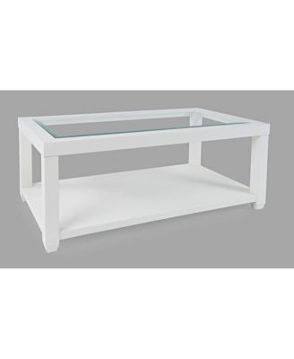 1 PC Solid Acacia Hardwood Glass Urban Icon Contemporary Rectangular  Inlay Coffee Table