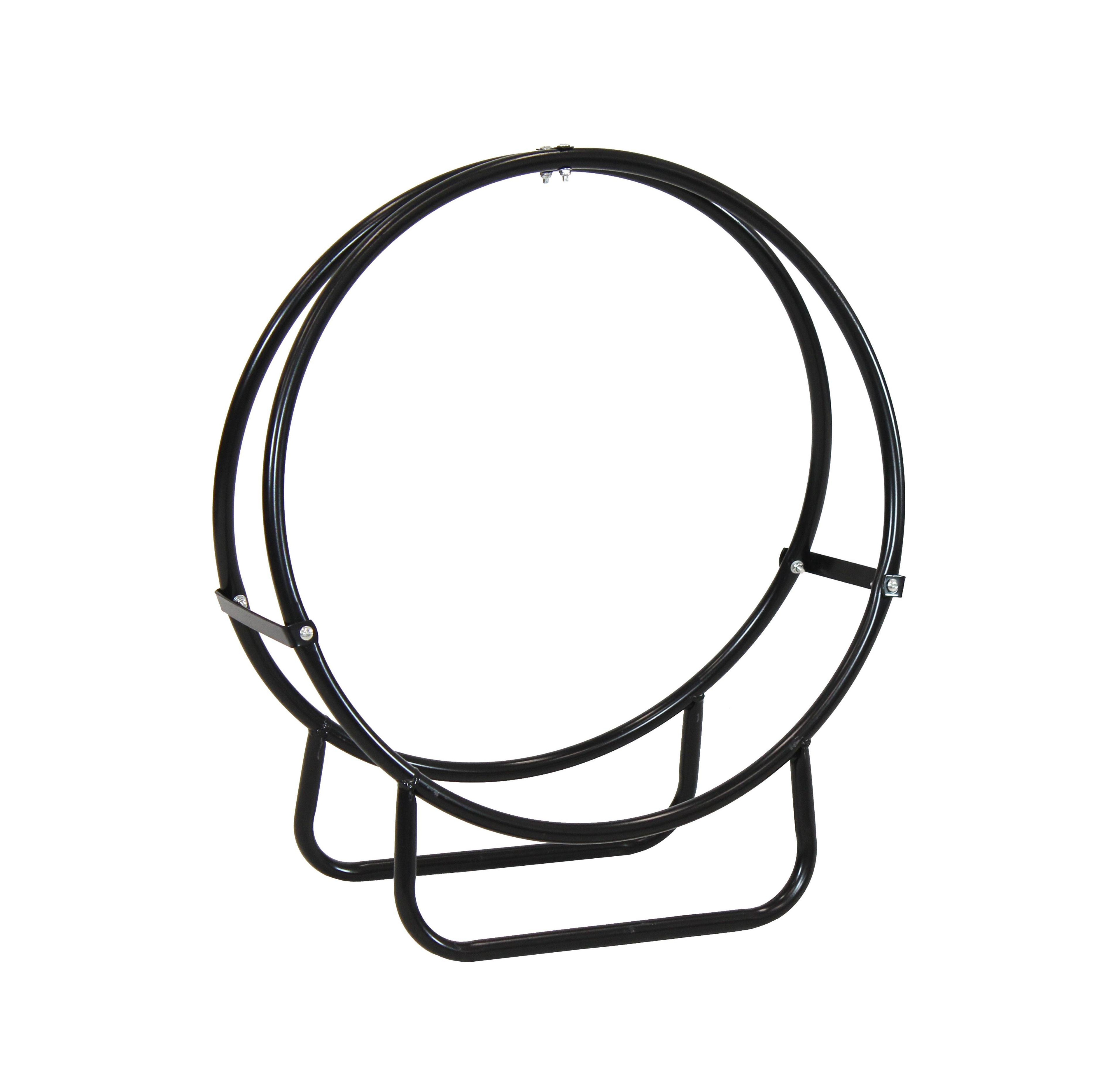 Indoor/Outdoor Steel Round Fire Pit or Fireplace Firewood Log Hoop Rack Holder