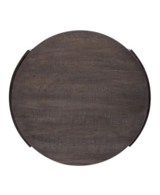 22" Round Wood End Table with Pedestal Base & Veneer Top