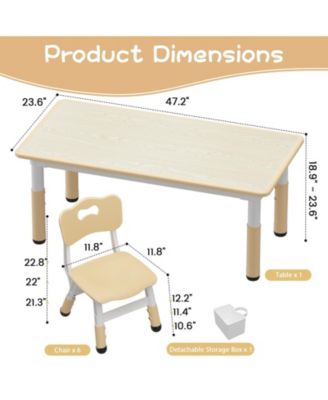 Kids Table and Chair Set, Height Adjustable Toddler Table and 4 Chairs Set for Ages 2-10, Graffiti Desktop, Non-Slip Legs, Arts & Crafts Table, Children Activity Table for Daycare Classroom Home