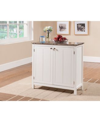 Janer Marble Top White Kitchen Island, White