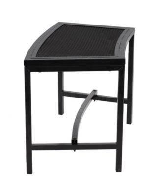 Outdoor Lightweight and Portable Metal Patio Side End Table or Backless Bench Seat with Mesh Top - 23"