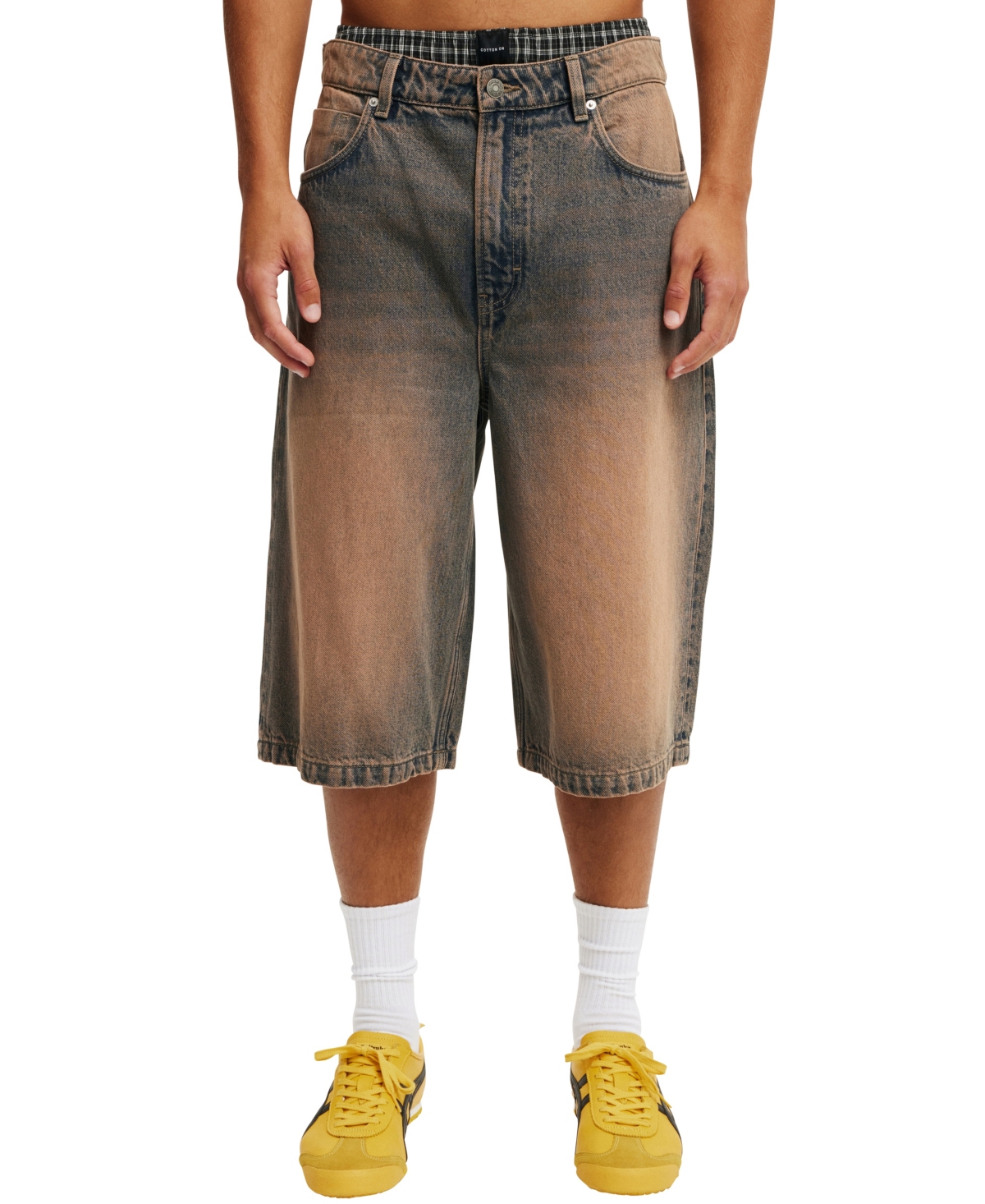 Shop Cotton On Men's Super Baggy Jort Shorts In Trippin Blue